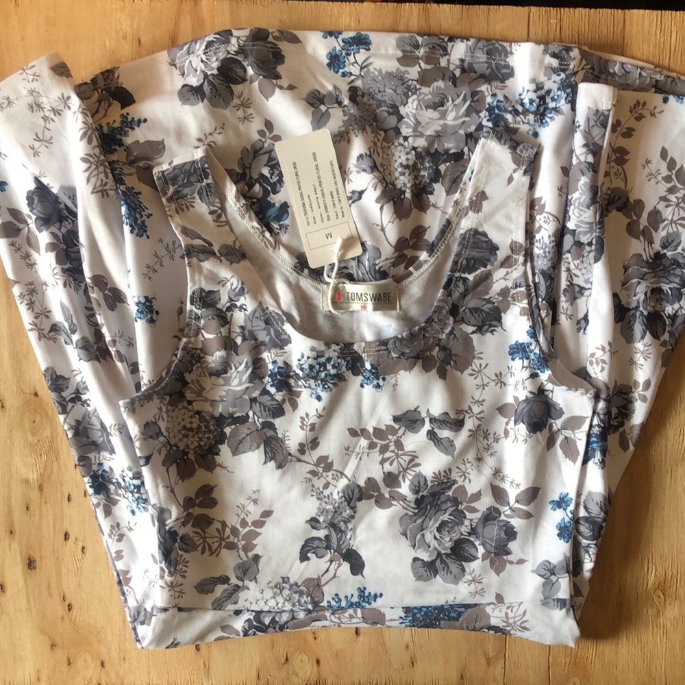 Tom’s Ware Skater Dress White Blue & Grey Floral M - Picture 6 of 6
